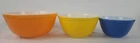 Vintage Pyrex Primary Colors Mixing Bowls Set Of 3 - Orange Yellow Blue