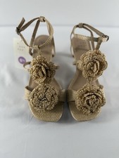 a New Day Womens Esme Floral Crochet Kitten Heels 92979007 Tan Brown 6.5M