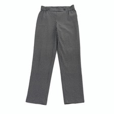 Ophelia Roe Geometric Print Pull On Elastic Waist Chino Pants Small Black White