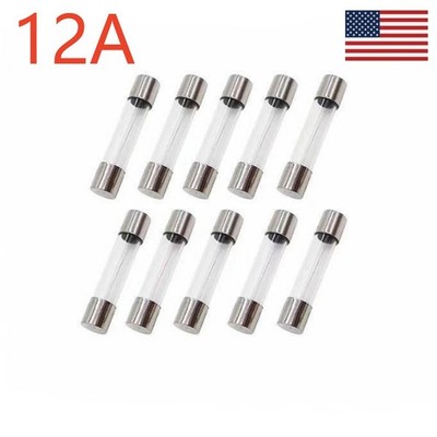 10pcs 12A 250V Fast Blow Glass Fuse High Quatity 5*20mm Ship in US