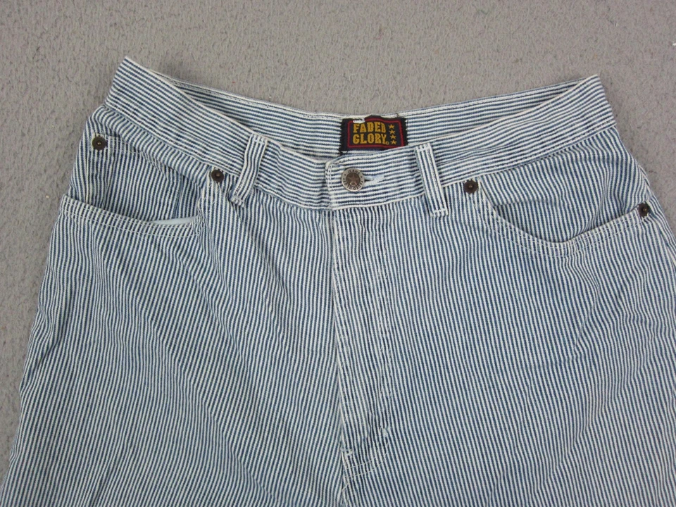 Pantalones Cortos Gloria Desteñidos De Colección Adolescentes Niñas 12 Bermudas A Rayas Azules Hechos en EE. UU. Foto 2 de 4