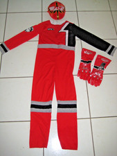 Power Rangers Red Ranger Costume  Mask  Gloves Kids Size M  7-8 