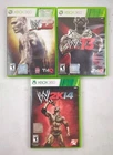 WWE '12 + WWE '13 & WWE 2K14 Xbox 360 3 Game Wrestling Bundle Lot Complete CIB