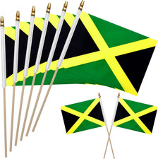 12Pcs 8 12 Inch Jamaica Flags Small Jamaican Flags on Stick Mini Handheld Flag O