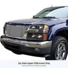 For GMC Canyon 04-12 1-Pc Chrome Polished 8x6 mm Horizontal Billet Main Grille