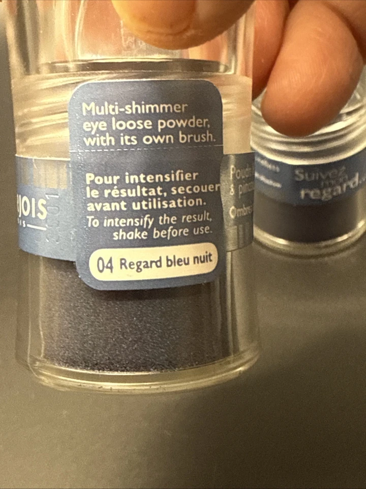 DOS Bourjois Multi Shimmer Eye Polvo Suelto con Cepillo 04 Regard Bleu Nuit .09oz Foto 4 de 4