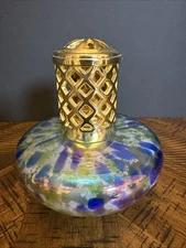 Iridescent Art Glass Catalytic Fragrance Lamp Rainbow Purple Gold Lattice Top