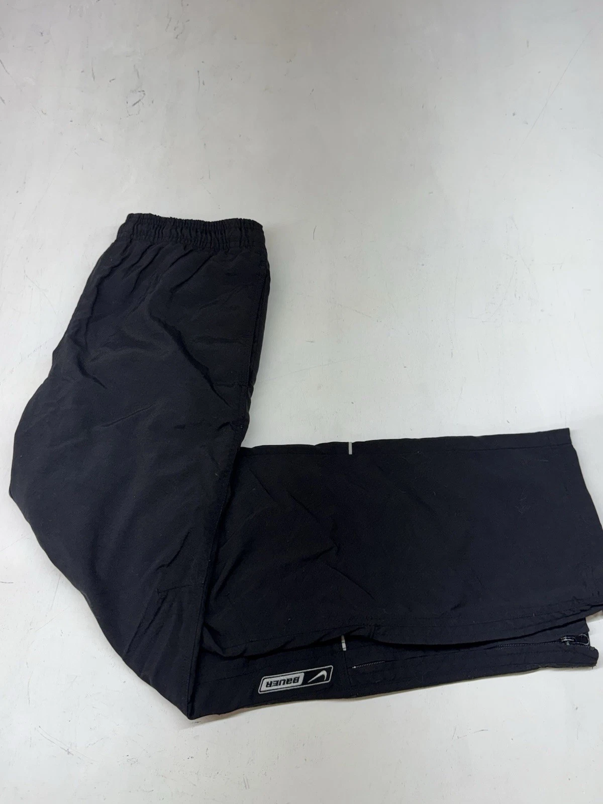 Nike Bauer Track Pants Black Lined Hockey Training Nylon Windbreaker Y2K Boys XL