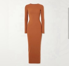 SKIMS Fits Everybody Long Sleeve Crew Mock Neck Midi Dress - Size Medium