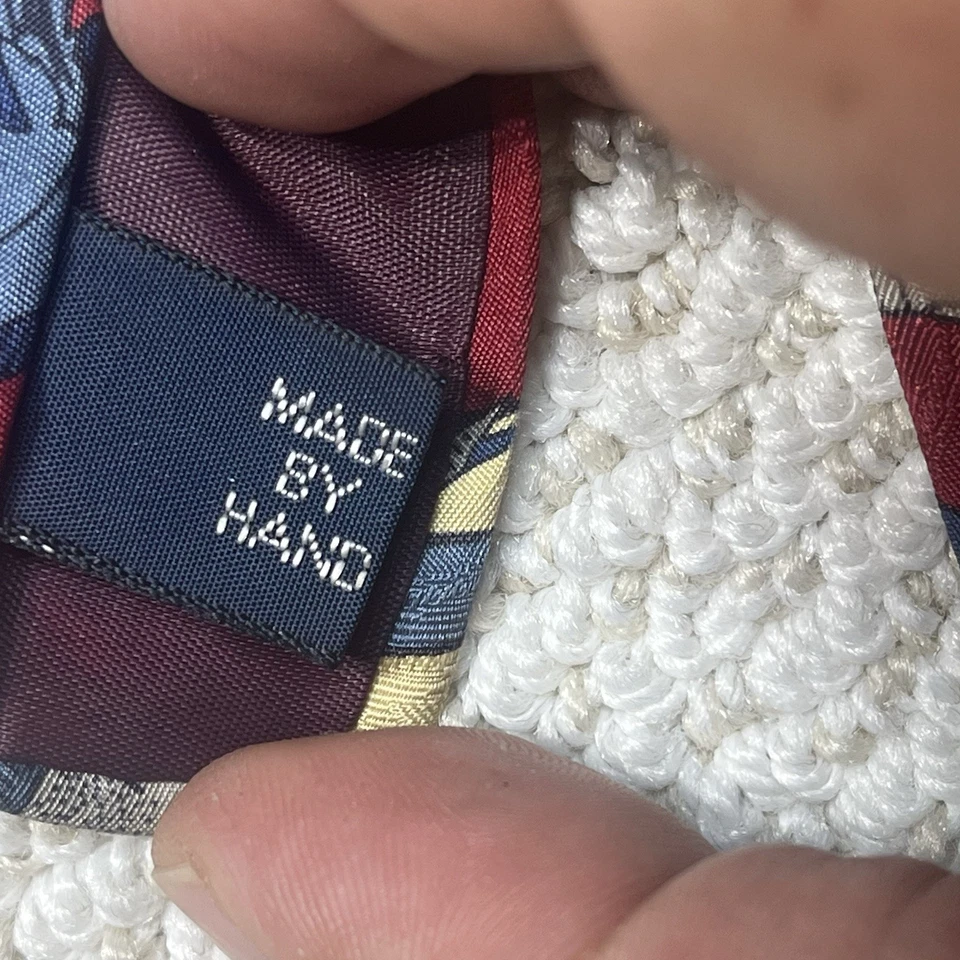 复古 POLO RALPH LAUREN 钓鱼领带手工制作 100% 真丝美国制造 — 第 4/4 张图片