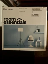 Room Essentials Tripod Floor Lamp Black Finish with LED Light Bulb