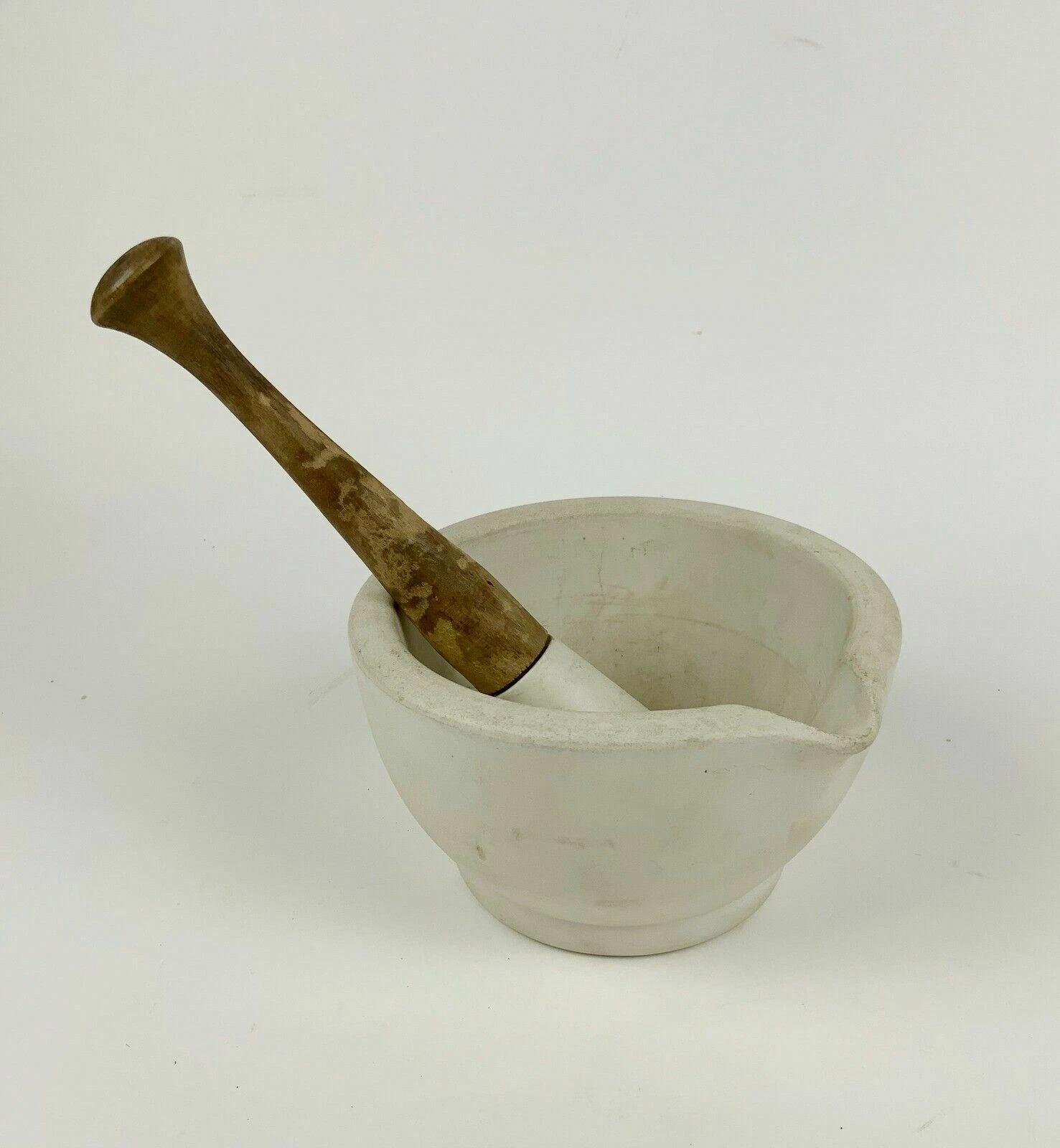 Large Antique Apothecary pharmacy stoneware Mortar Pestle T.M.S. Co. Acid proof