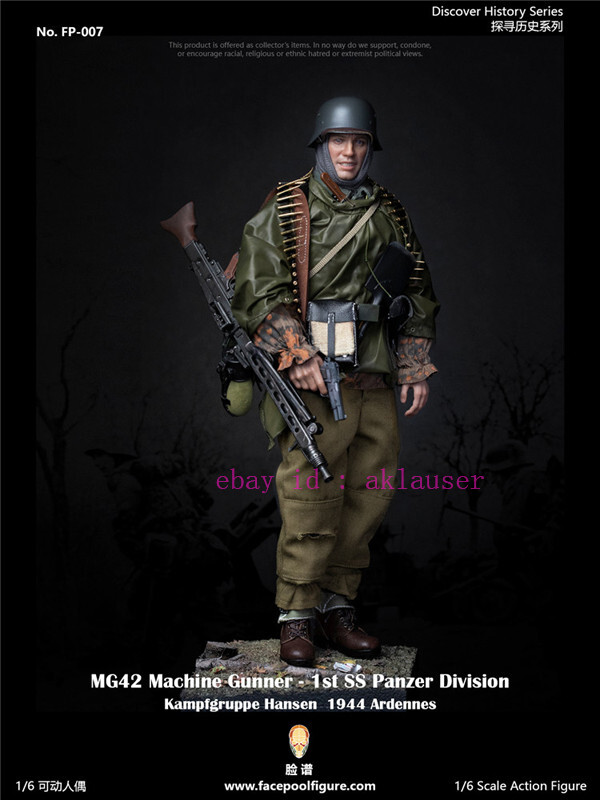 Face Model Fp-007b 1/6 Mg42 Machine Gunner 1st Ss Panzer Division