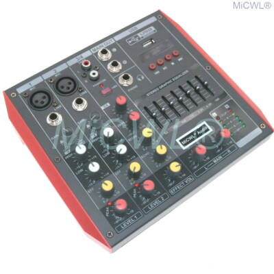 MG4 4 Channel Audio Mixer Mixing Console 7-Band EQualizer USB Phantom Power 48V