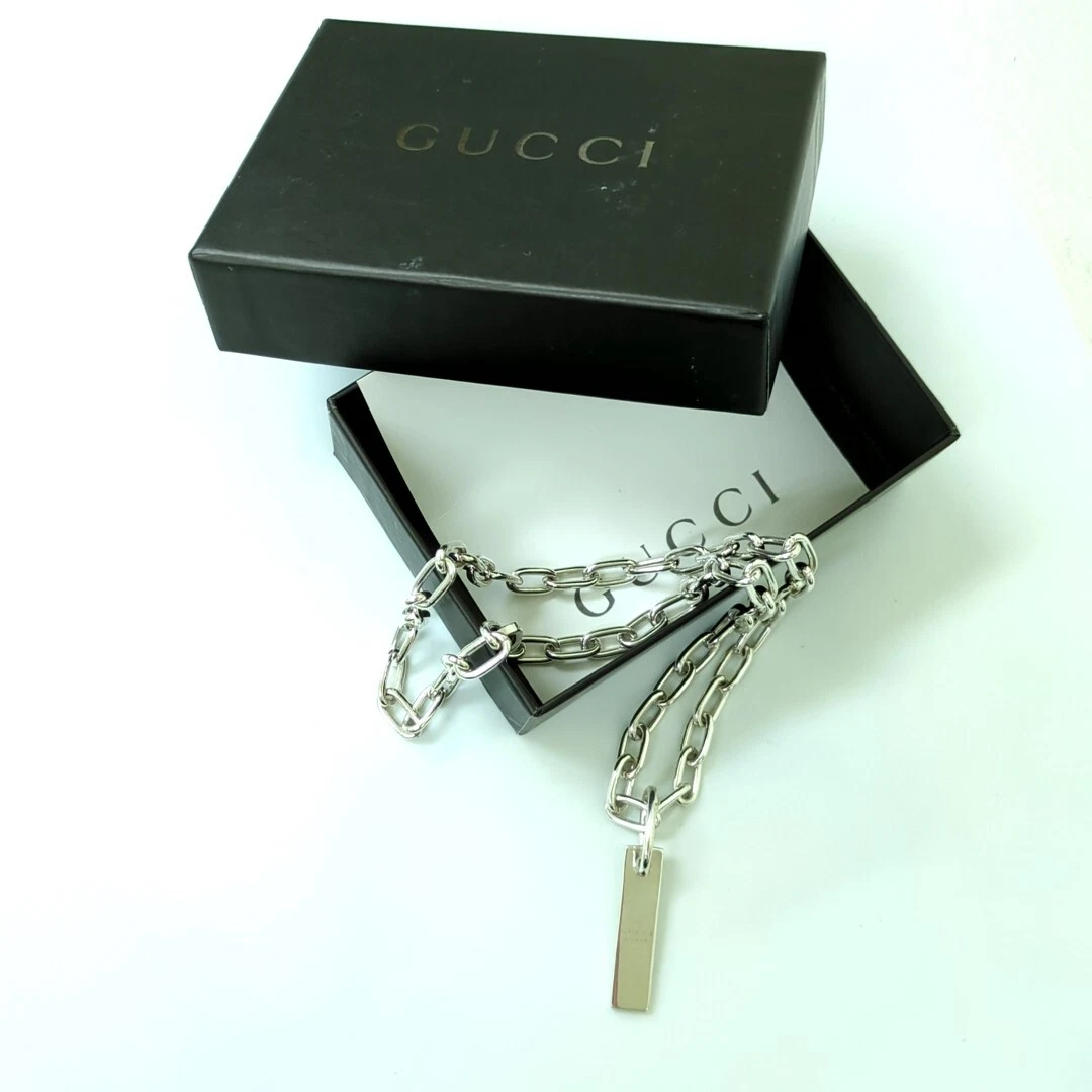 Collana catena Gucci argento sterling 925 Made in Italy unisex usata dal Giappone