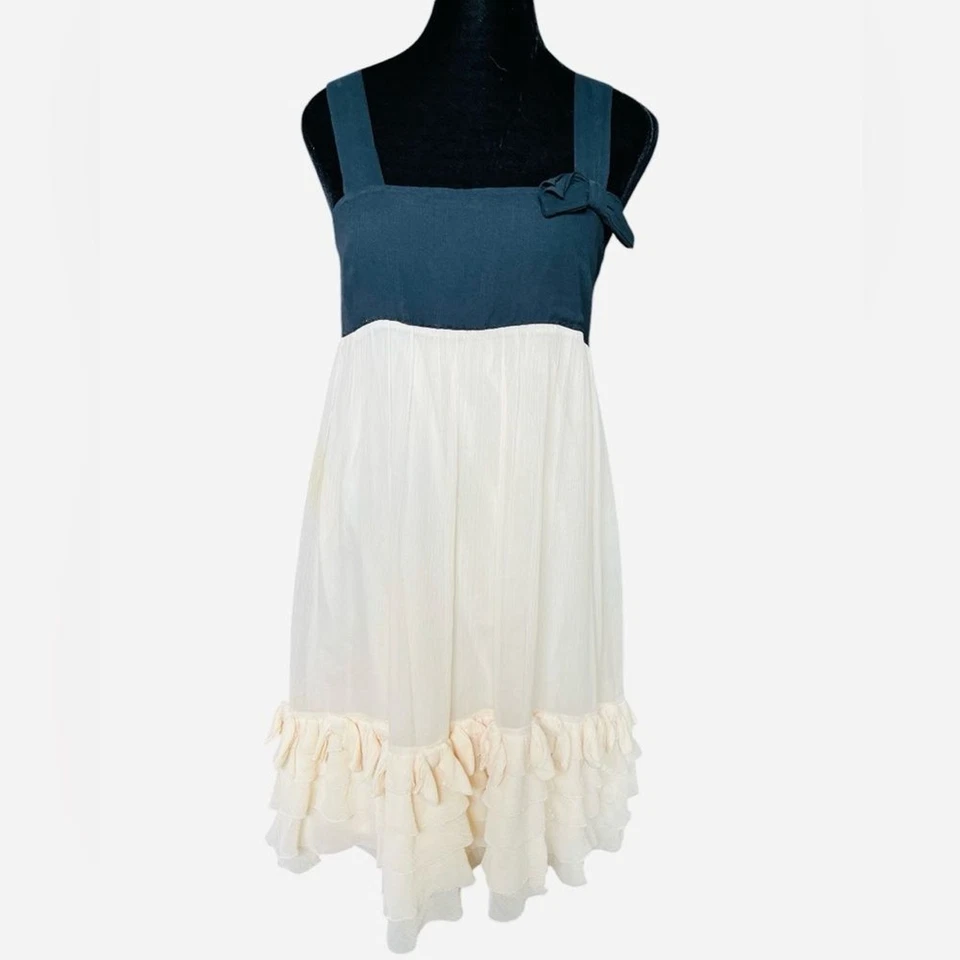 Vestido Babydoll Juicy Couture Regal Seda Gasa Talla Pequeña Y2K Crepé Mini Foto 3 de 4