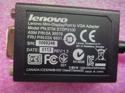 Lenvo FRU mini DP to VGA Adapter 03X6601
