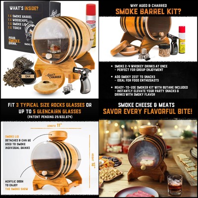 Old fashioned cocktail kit whiskey bourbon smoker premium barrel drinks box co