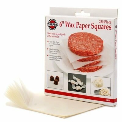 Norpro 250 pcs 6'' x 6'' Square Wax Paper - Use for Burger Patties Chocolates Meat