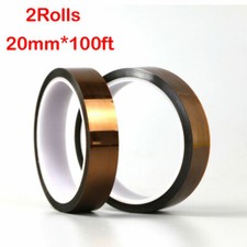 2 Rolls Heat Resistant Tapes Sublimation Press Transfer Thermal Tape 20mm 100ft