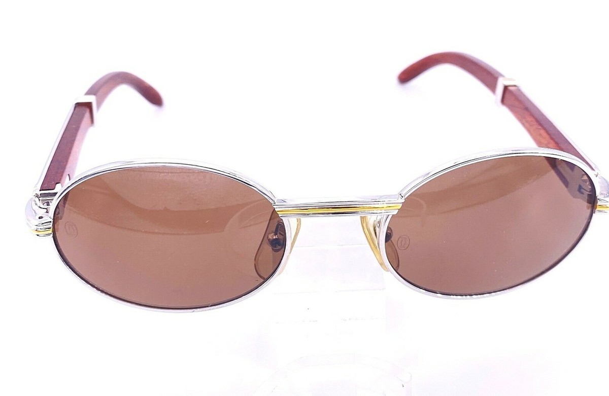 Vintage Cartier Giverny Platinum & Wood 49 20 135b Sunglasses | eBay