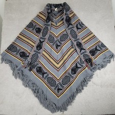 Incas Andes Crafts Poncho Made In Ecuador 50 Wool South Western Serape Tassels