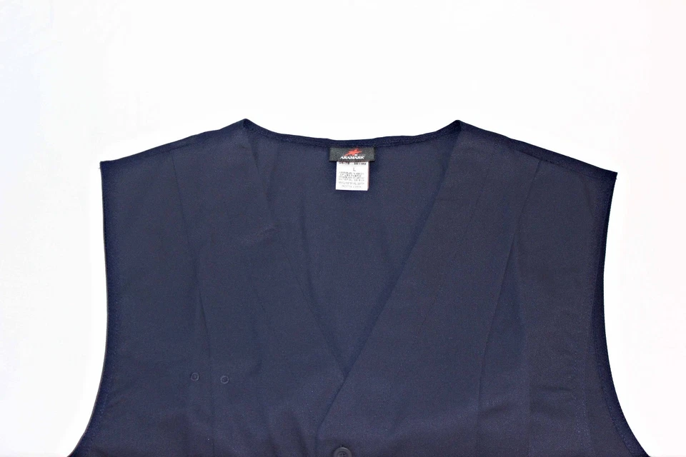 VINTAGE 78 Aramark Unisex Hospitality Vest Size L Blue 2 Pocket Work Top NEW - Image 3 of 4