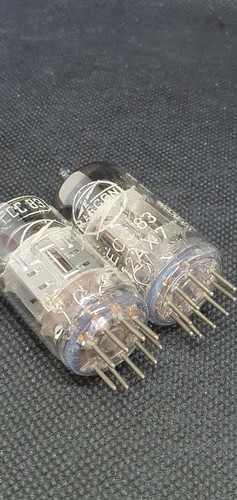 2 Marconi Silver Plate, Copper Rods ECC83 tube 12AX7 / 7025 röhre, hifi, valvola - Picture 3 of 12