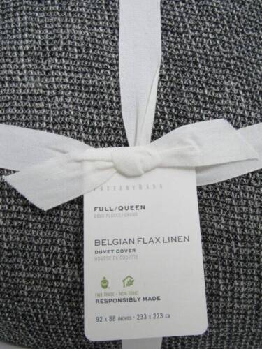 Pottery Barn European Flax Linen Waffle Weave F/Q Duvet Cover, Ebony NWT........
