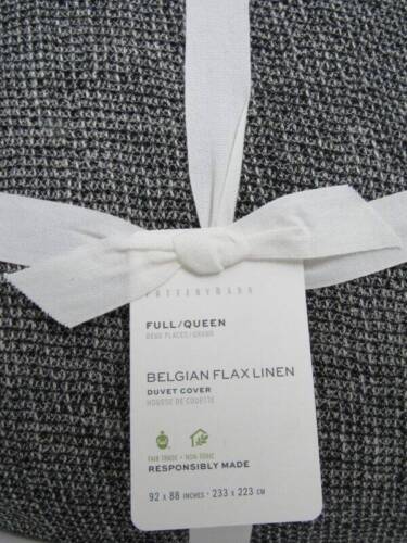 Pottery Barn European Flax Linen Waffle Weave F/Q Duvet Cover, Ebony NWT........ - 第 1/9 張圖片