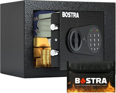 Bostra Fireproof Safe Box with Sensor Light & Fireproof Bag,  Digital Keypad
