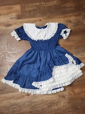 Vintage Emmas Rainbow Of California Girls 4 Dress Ruffles Pageant Circle Blue