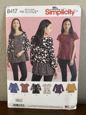 SIMPLICITY MISSES' PULLOVER TOPS Sewing Pattern 8417 Sizes 6-14 Uncut