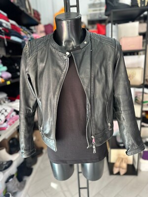 Conbipel Jacke aus Echtem Leder Gebraucht Man Gr. 46 Schwarz LLV216