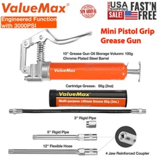 ValueMax Mini Pistol Grip Grease Gun Kit 3000 PSI Fit for Automotive Marine USA