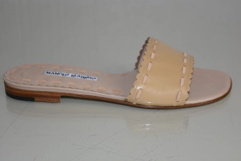 NUEVO MANOLO BLAHNIK FALCO Sandalias Negro Beige Azul Carne ZAPATOS PATENTES 36 37 39 Foto 4 de 4