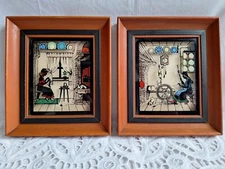 Vintage "Colonial Interior" Reverse Silhouette Framed 2 C&A Richards Boston Mass