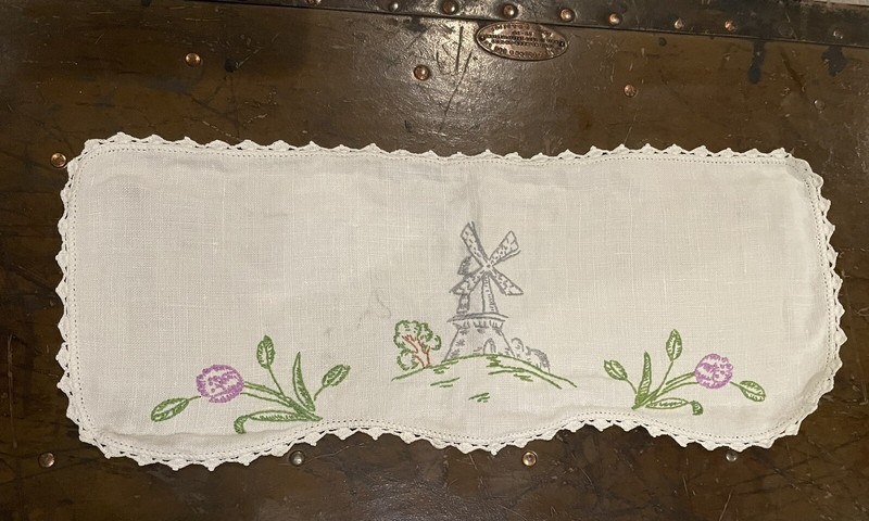 Vintage Hand Embroidered Small Table Scarf