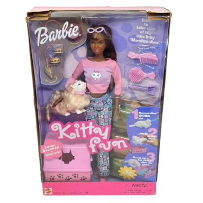 2000 MATTEL KITTY FUN BARBIE AFRICAN AMERICAN DOLL # 28624