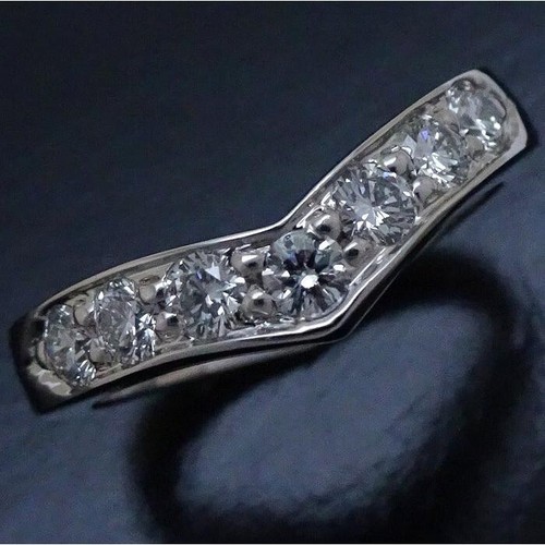 Anello V Tiffany & Co. Tiffany 7P Diamante Misura 7.5 Pt950 Platino Gioielli - Foto 6 di 8