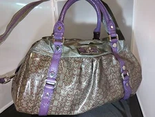 MARC BY MARC JACOBS Vintage Purple Grey Coated Canvas Hobo Bag 