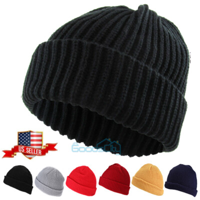US Cuff Beanie Knit Hat Cap Slouchy 