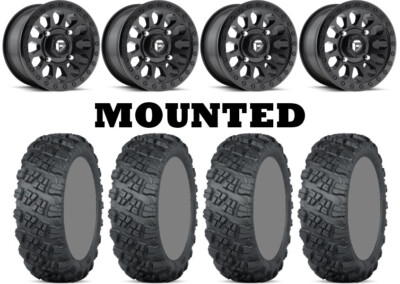 Kit 4 ITP Versa Cross Tires 35x10-15 on Fuel Vector Matte Black D579 Wheels 1KXP