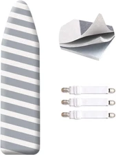 SheeChung 48x15 Ironing Board Cover and Pad - with Elasticized Edges and 3 Conne