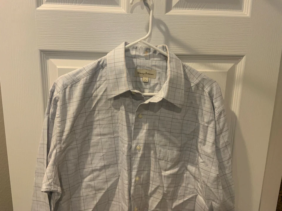 Tommy Bahama Men's Long Sleeve Cotton Shirt - Blue Plaid - 16/ 34-35 - Image 2 of 4