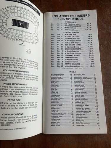 1985 Los Angeles Raiders Media Guide Plunkett Marcus Allen Alzado more HOF - Picture 2 of 8