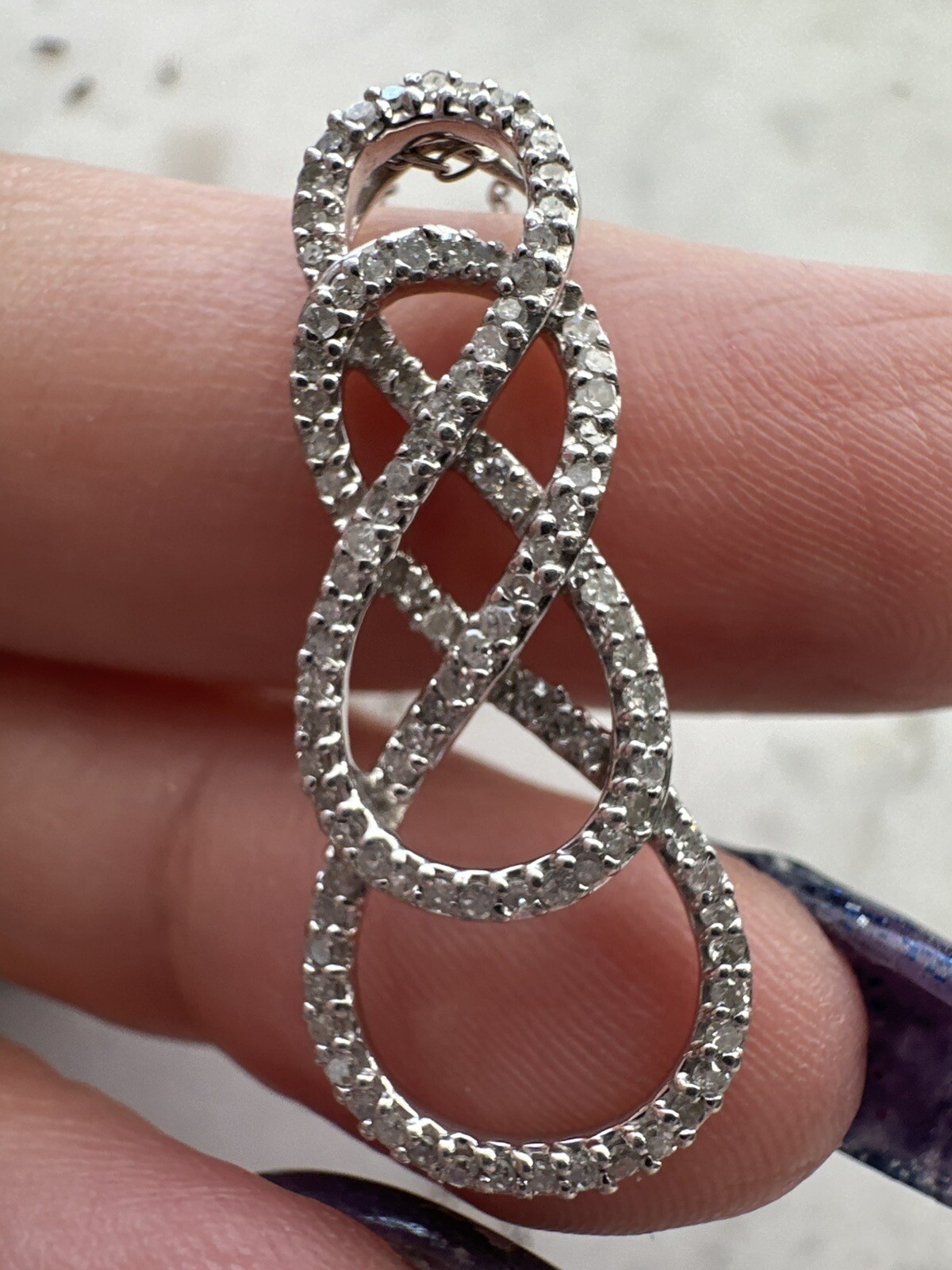 Sterling Silver Double Infinity Diamond Necklace ￼ - image 2