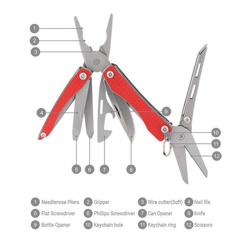 Nextool Mini Flagship Red/green 10 in 1 Multi Functional Folding Hand Tool. - Afbeelding 3 van 28