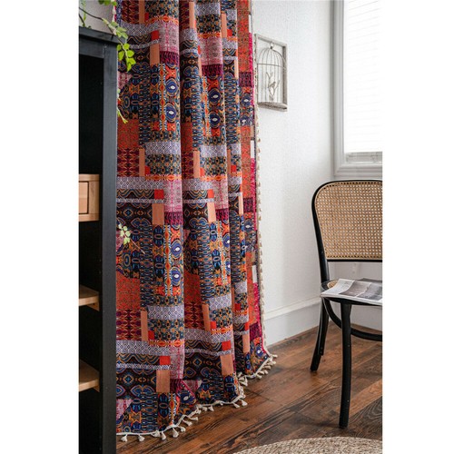 Vintage Curtain for Living Room Tassel Bohemian Hippie Curtain Window Drape - Picture 47 of 53