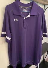 Men  s Under Armour Heat Gear Purple Golf Polo Shirt Size XL